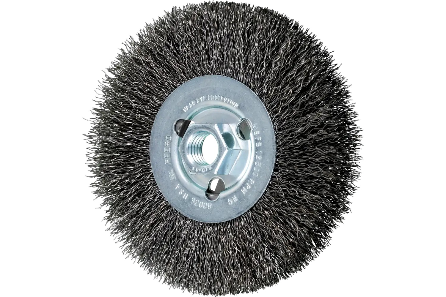Picture of Pferd Crimped Wire Wheel Brush 5" Dia Narrow Face .014 Carbon Steel 5/8-11" Arbor